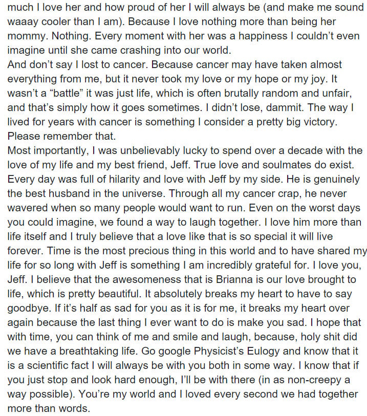 Después de que su esposa falleció el publicó esta carta de ella