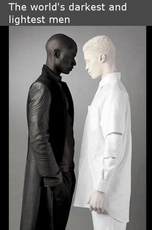 En esta imagen se aprecia a los hombres con la piel más clara y más oscura de todo el mundo. La unión de los polos opuestos