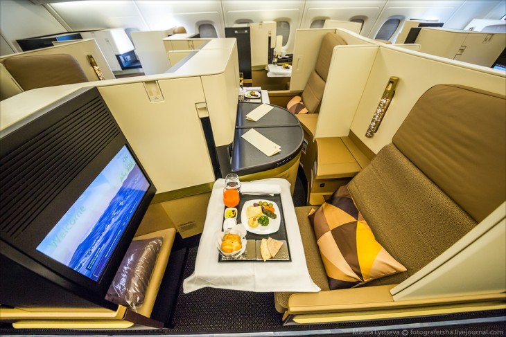 asientos de la clase de negocios en el avión A380