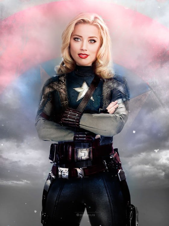 Amber Heard como el Capitán América