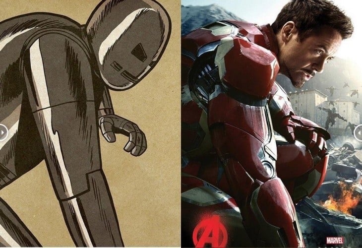comparación de Iron Man en sus primeras apariciones con el Iron Man actual 
