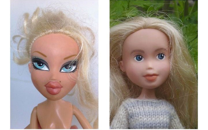 BRATZ RUBIA CON EL MAQUILLAJE DE UNA NIÑA NORMAL