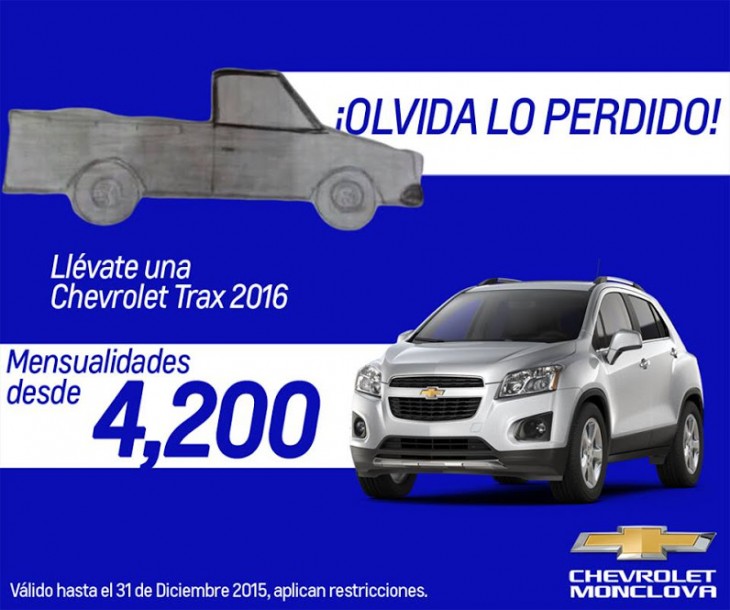 Publicidad de Chevrolet con el dibujo de la pick up de Zaira Salazar 