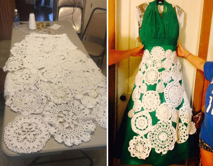 proceso del vestido tejido por Abbey Ramírez Bodley durante 8 meses 