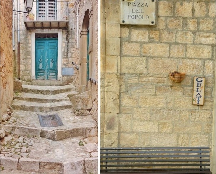 casa y una de las calles en la ciudad de Gangi en sicilia