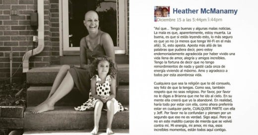 Hearther McManamy fue diagnosticada con cáncer de seno en 2013, y en diciembre de 2015 falleció.