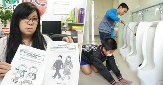 n la mayoría de las escuelas de Japón los estudiantes de primaria y secundaria, además de barrer, trapear y servir un refrigerio como parte de su rutina escolar