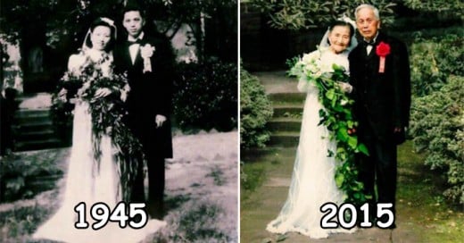 Pareja Japonesa recreando su boda, ellos ahora tiene 98 años de Edad