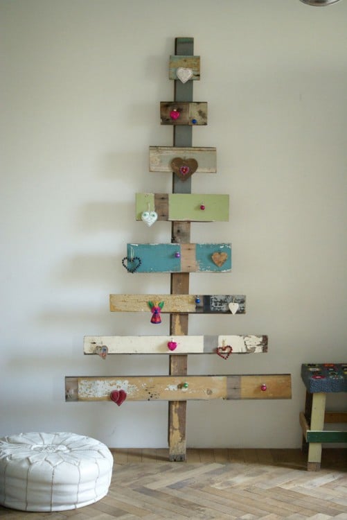 Tablas decoradas en forma de árbol de navidad 