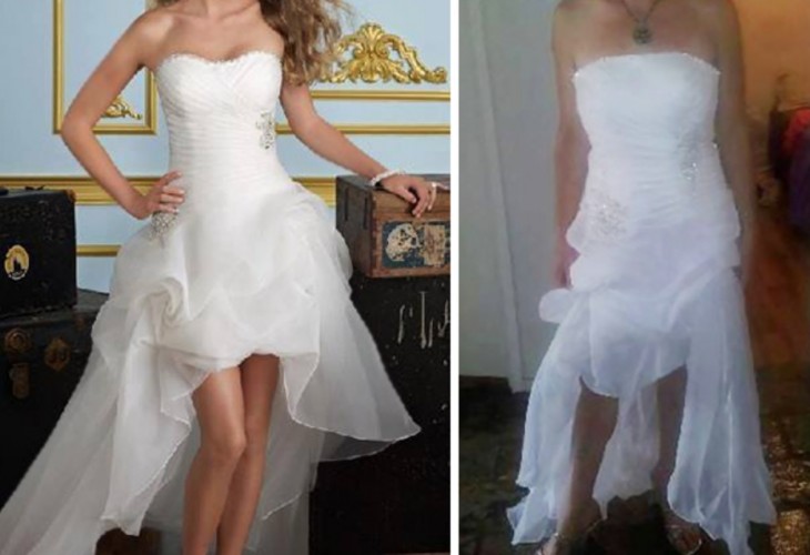 Expectativa Realidad. VESTIDO DE NOVIA ENVIADO POR INTERNET