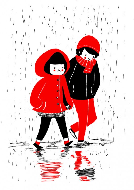 pareja bajo la lluvia