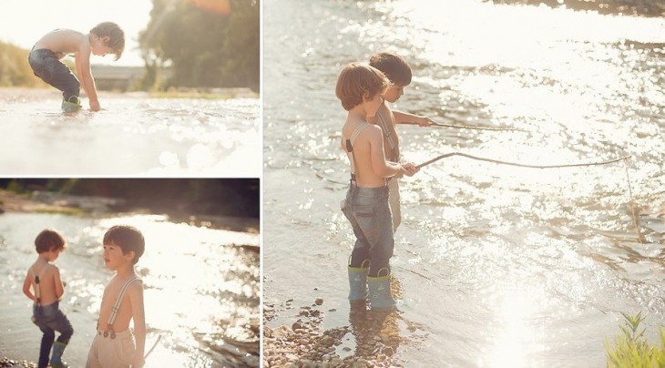 fotografías de dos hermanos pescando 