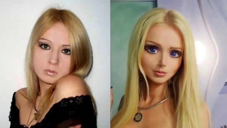 comparativa del antes y después de la cara de Valeria Lukyanova