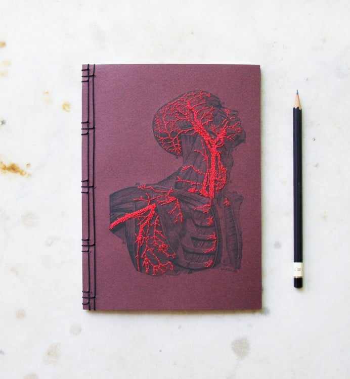 Cuaderno de anatomía bordado