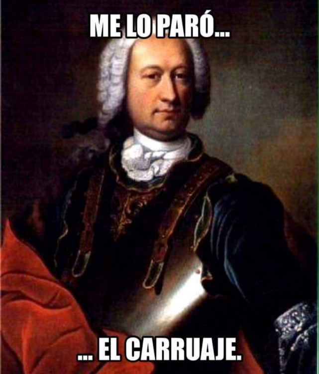 meme renacentista con la frase "me lo paró, el carruaje" 