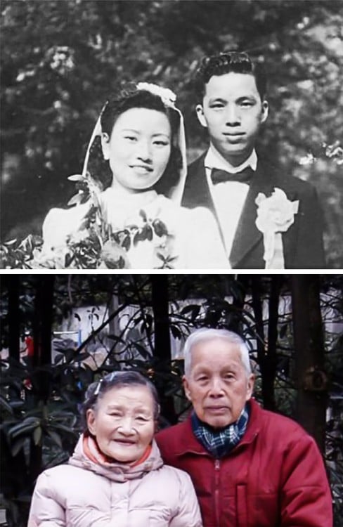 Pareja China recrea fotos de boda en su 70 aniversario