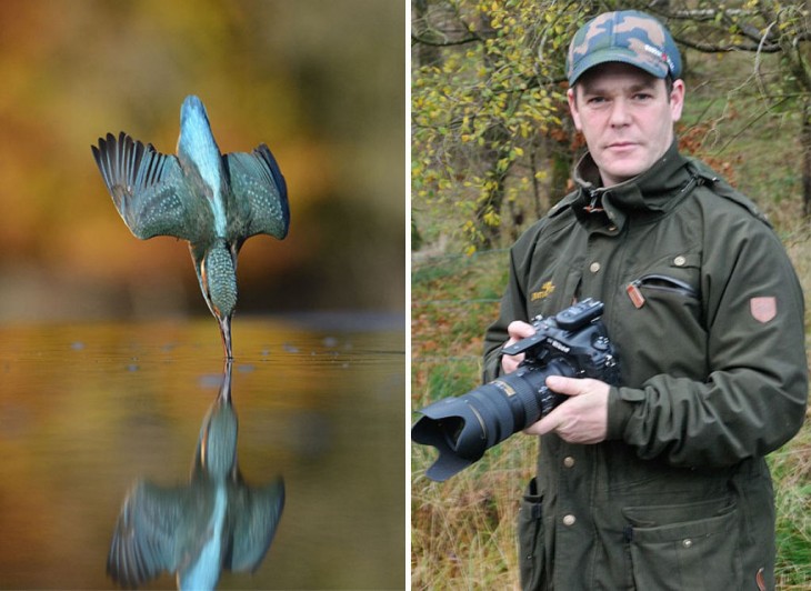 imagen dividida en dos donde se muestra al fotógrafo Alan McFayden junto a su imagen perfecta 