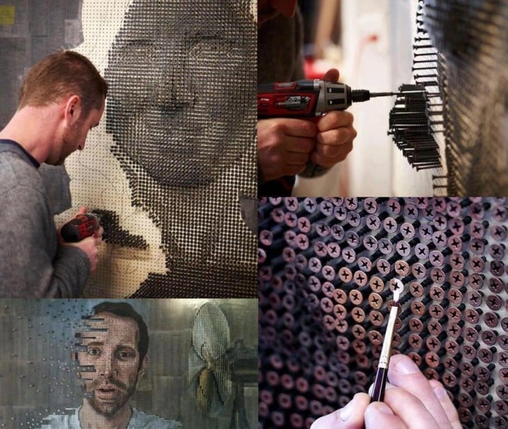 obras de arte con clavos