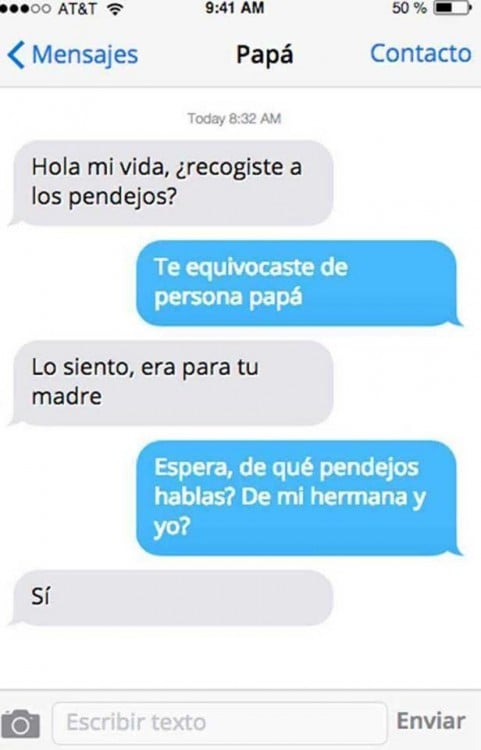 captura de pantalla del mensaje de una hija a su padre 