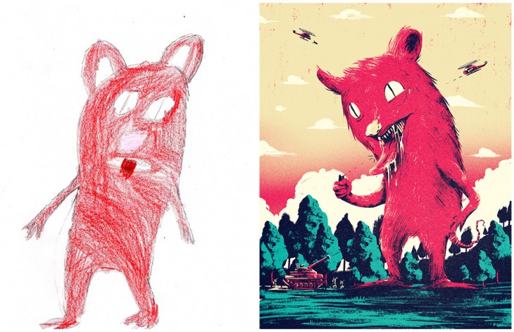 El Proyecto Monster recreo el dibujo de un monstruo rojo gigante 