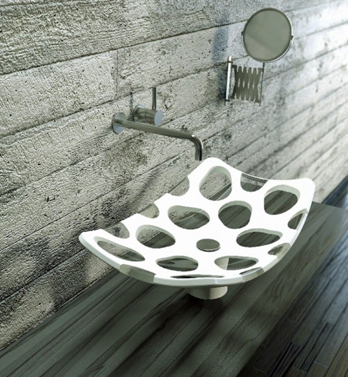 lavabo de baño con base de diseño perforado 