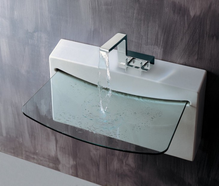 lavabo de baño con base de cristal 