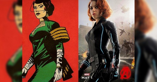 Avengers originales comparados con los posters de las peliculas