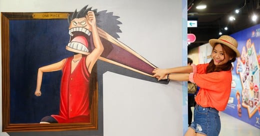 Exhibición de figuras de one piece en 3D en hong kong