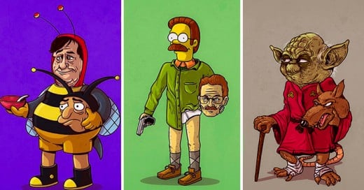 ilustraciones por Alex Solis en las que revela la verdadera identidad de algunos personajes de la cultura pop