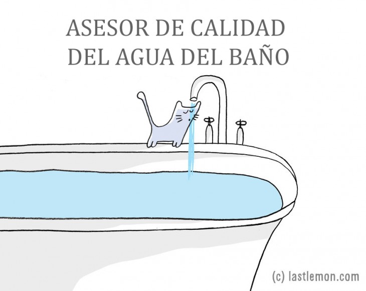 ilustración que muestra a un gato sobre la bañera tomando un poco de agua 