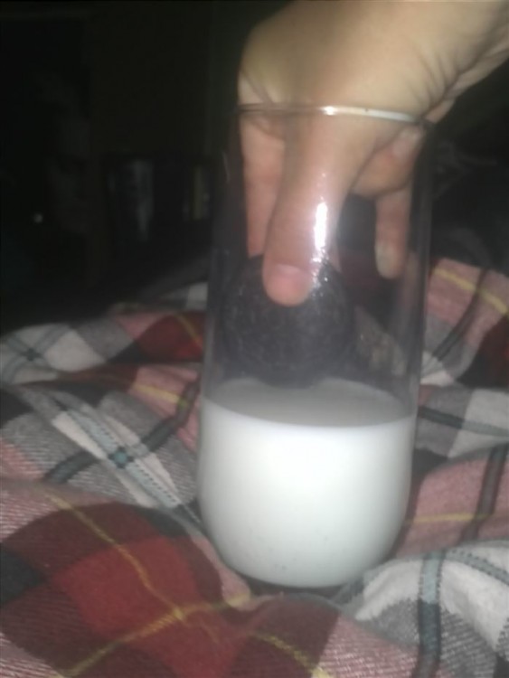 Galletas Oreo que no pueden ser remojadas en un vaso de leche en forma de florero