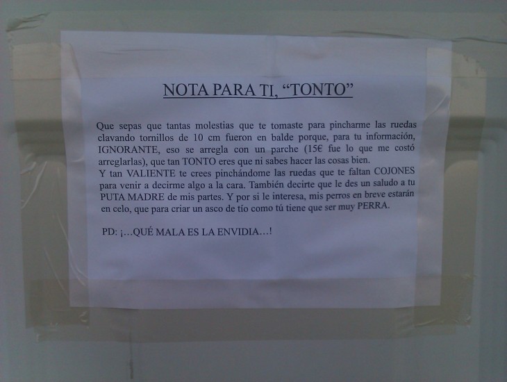 NOTA PARA TÍ, TONTO