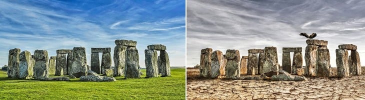 Así luciría el Stonehenge, Inglaterra ante una sequía extrema en un futuro 