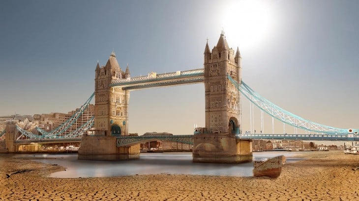 Así luciría la Tower Bridge en Londres ante una sequía extrema 