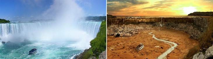 Así lucirían Las Cataratas del Niágara ante una sequía extrema 