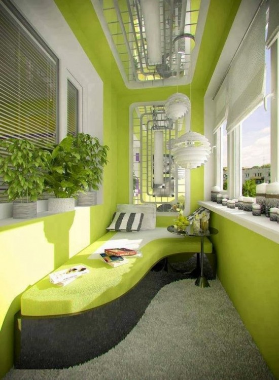 balcon verde con sillones verdes