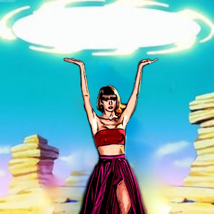 photoshop a Taylor Swift en un fondo de Dragon Ball Z 