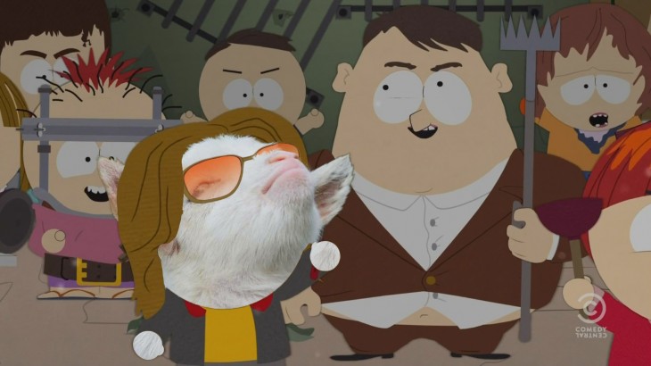 photoshop de la cabra presumida en una escena de un capítulo de South Park 