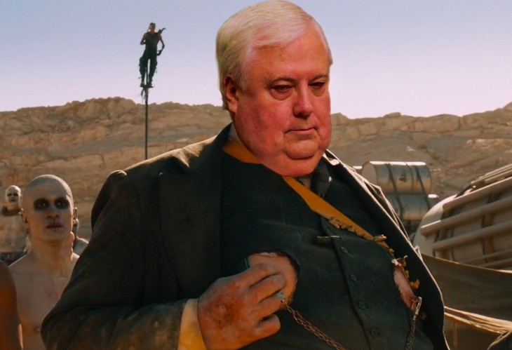 photoshop del político australiano Clive Palmer en la escena de una película 