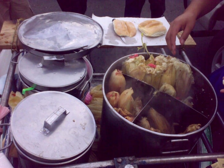 Puesto de tortas de tamal o guajolota