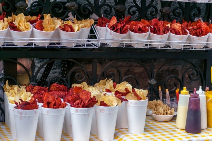 puesto de papas y churros