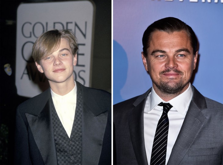 imagen del antes y después del actor Leonardo Di Caprio 