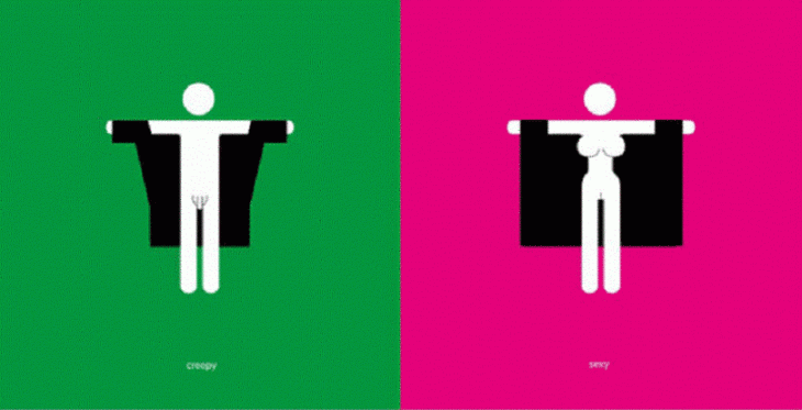 imagen que muestra la diferencia en que un hombre y una mujer muestren su cuerpo 