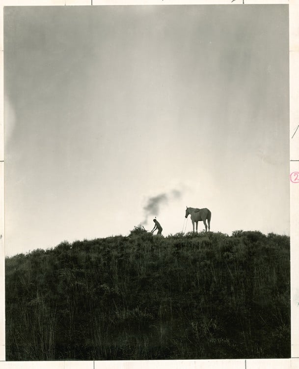 Sending smoke signals in Montana (June 1909) (photograph by Dr. Joseph K