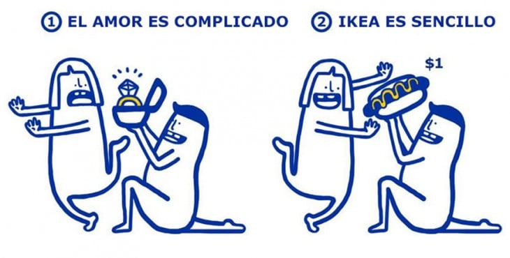 ilustración de IKEA que te enseña lo sencillo que es arreglar los problemas amorosos 
