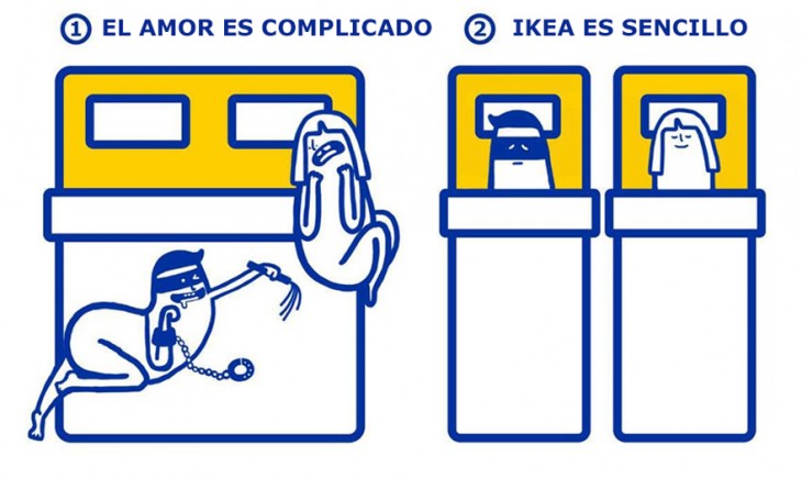 Ilustración que muestra la solución del amor según la tienda departamental IKEA 
