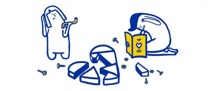 Ilustración del manual para solucionar los problemas de pareja según IKEA 