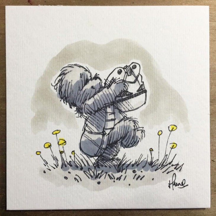 ilustración de winnie pooh como chewbacca de Star wars 