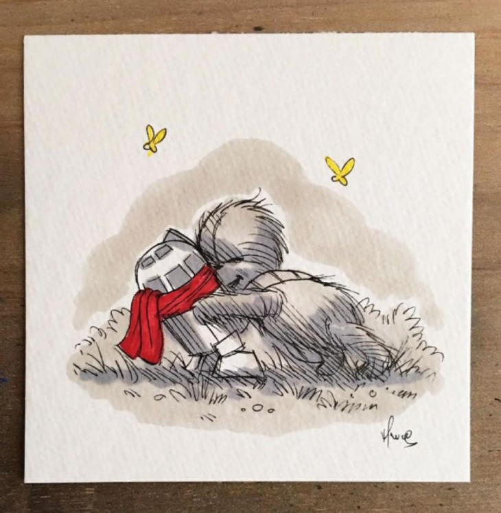 personajes de winnie pooh recreados como los de star wars en una ilustración 