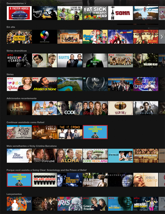 Menú de contenido en Netflix